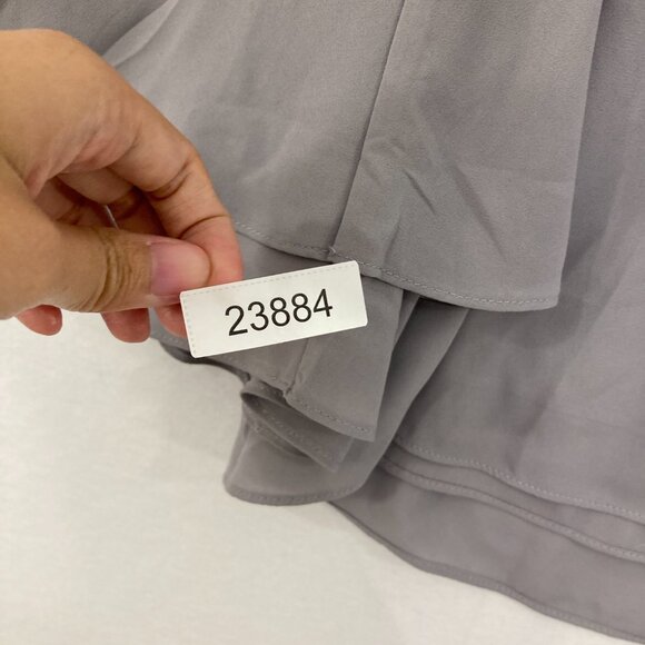 New Grace Large Gray V Neck Flare Sleeve Popover Blouse Romantic Elegant - Picture 8 of 8